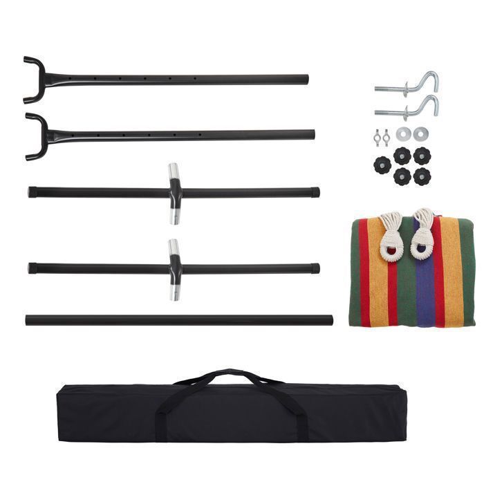 Mondeer Hamac Bohème Double Extérieur sur Pied avec Support | Charge Max 200kg | Cadre Fer Réglable + Sac de Transport | Rouge