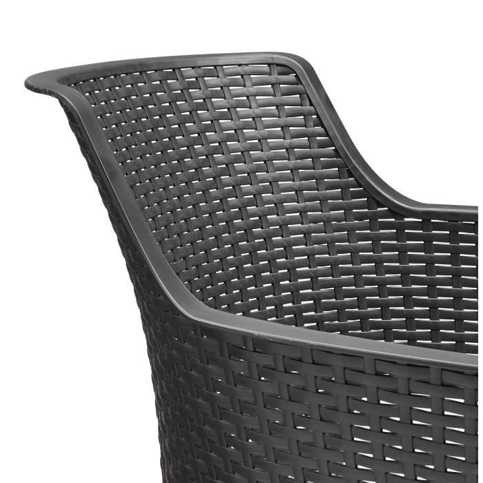 Lot de 6 fauteuils de jardin - Allibert by KETER - BELLA - En résine - Coloris : gris graphite - Empilable