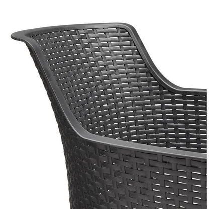 Lot de 6 fauteuils de jardin - Allibert by KETER - BELLA - En résine - Coloris : gris graphite - Empilable