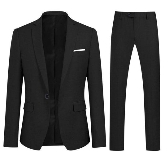 Allthemen Costume Homme Mariage Blazer Affaire Cérémonie Slim fit Veste et Pantalon Deux pièce Noir