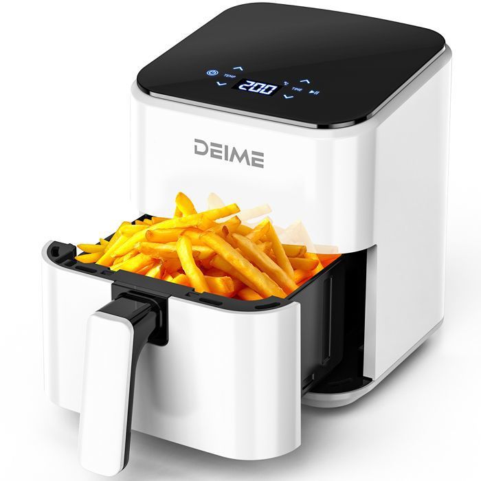 DEIME Air Fryer 5L+5L - Friteuse sans huile Capacité 10L - 8 Préprogrammes - 2400W - Séparateur amovible - Fenêtre - Noir