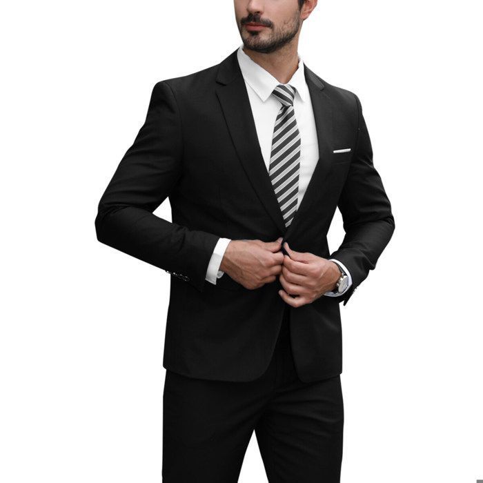 Allthemen Costume Homme Mariage Blazer Affaire Cérémonie Slim fit Veste et Pantalon Deux pièce Noir