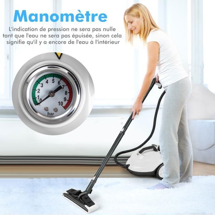 Nettoyeur Vapeur Polyvalent 2000W COSTWAY Punaises de Lit-Réservoir 1,5L,19 Accessoires 4,0 Bar-Voyant LED-108℃-Acariens Bleu