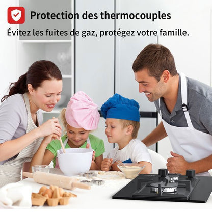 Plaque à Gaz - ISEASY - 5 Brûleurs - Verre Trempé - Encastrable - Gaz Naturel/Propane/Butane