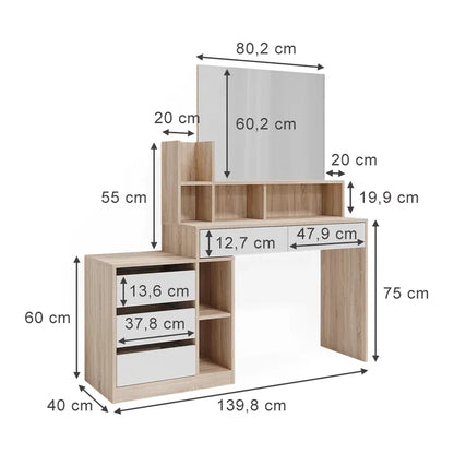 Coiffeuse Anja Blanc/sonoma 139.8cm Coiffeuse