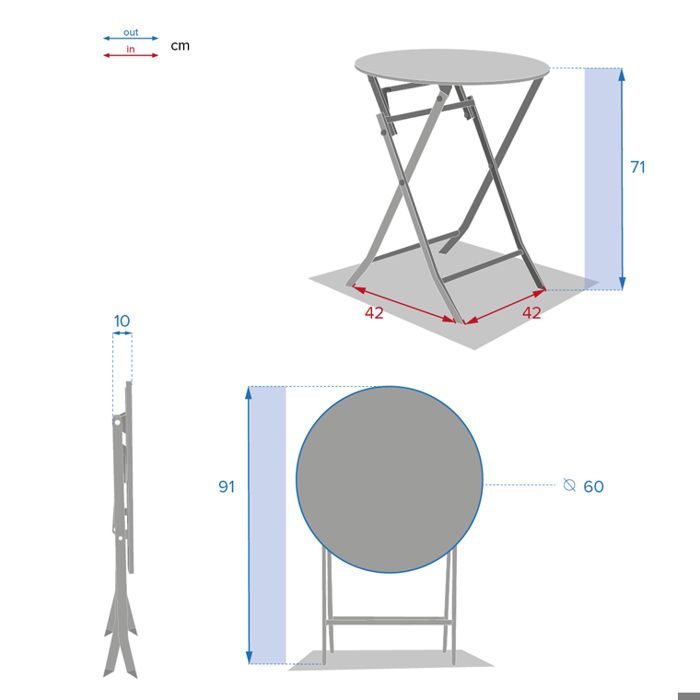 Table de jardin pliante ronde "Greensboro" vert olive 2 places en acier traité époxy - Hespéride