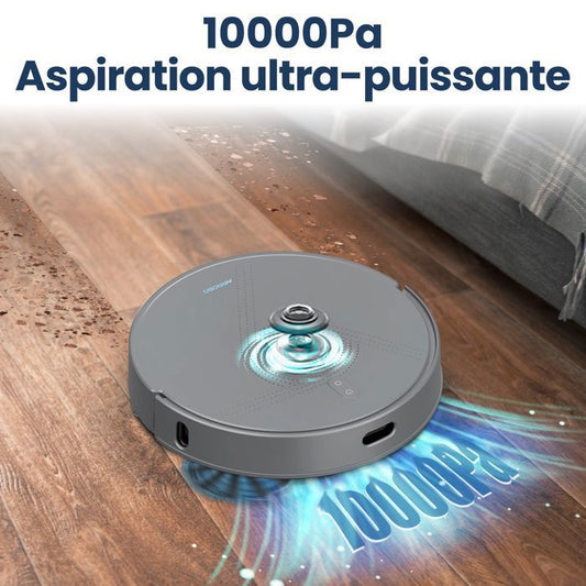 AIRROBO L50+ Aspirateur Robot Laveur avec Station 10000 Pa Ultra-Puissant, Station Auto-Vidage 4L, 240 Min Autonomie, Navigation LDS