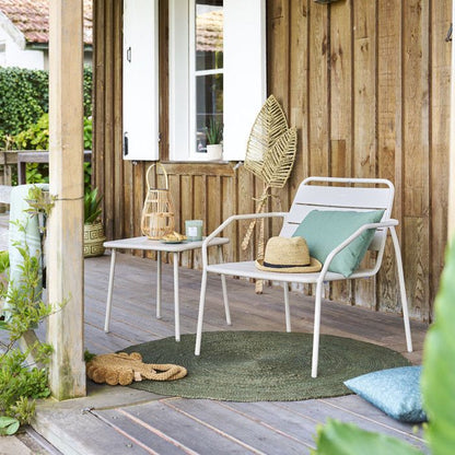 Fauteuil de salon de jardin "Phuket" vert olive traité en acier traité en epoxy - Hespéride