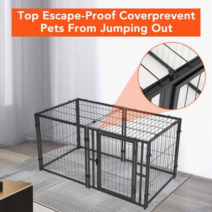 Cage pour Chien en Bois Rustique avec Double Porte – Meuble d'Appoint Style Ferme Cage pour Chien Meuble 80×60x66cm, Brun