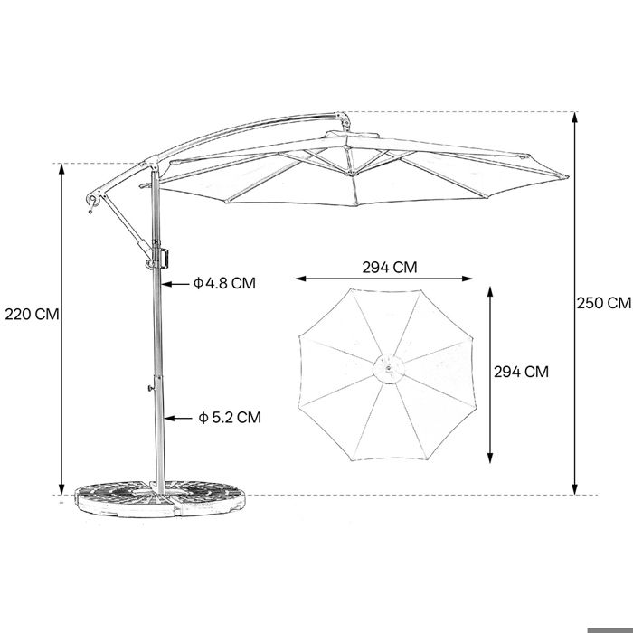 Parasol - Gutent - Double face - Rectangulaire - Mât déporté - Bleu marine