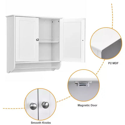 Armoire de salle de bain murale Costway avec barre porte-serviettes marron/gris