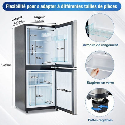 Mini réfrigérateur - Memkey - 76 L - 43,5 x 40 x 71,6 cm - Noir - LED, 6 L congélateur