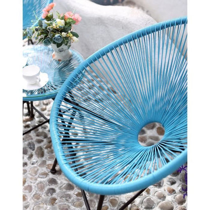 Acapulco : Ensemble 2 fauteuils oeuf + table basse gris clair