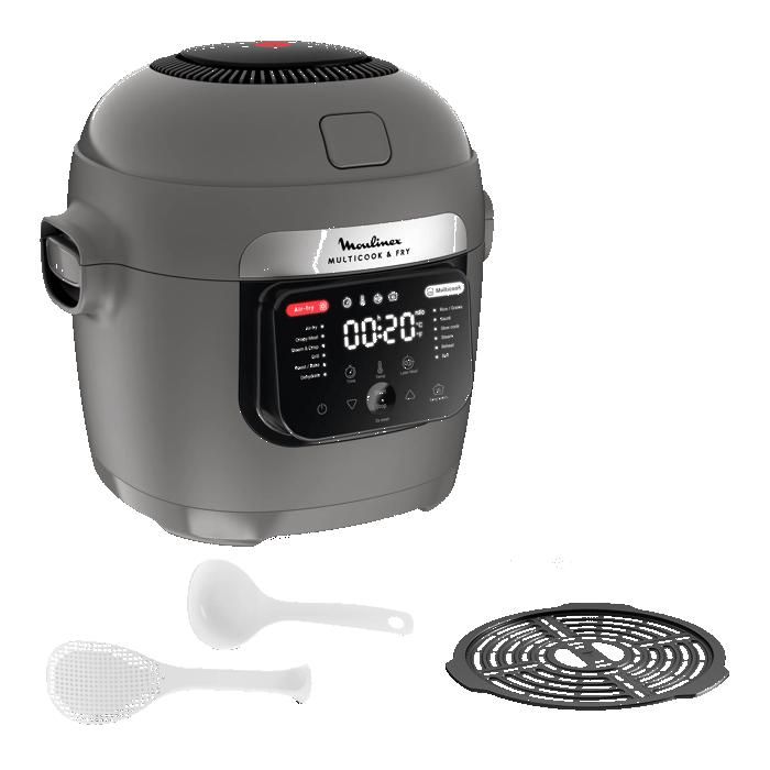 Moulinex Multicook & Fry, Multicuiseur et air fryer intégré, 12 programmes, Cuisson sur 2 niveaux, Capacité 6L, MZ730BF0