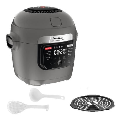 Moulinex Multicook & Fry, Multicuiseur et air fryer intégré, 12 programmes, Cuisson sur 2 niveaux, Capacité 6L, MZ730BF0
