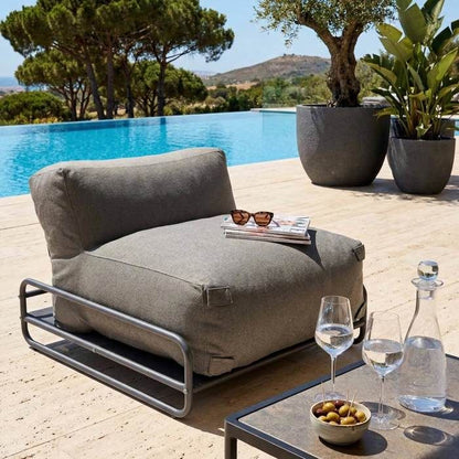 Chauffeuse pour salon de jardin modulable avec structure jaune clair  Mixi, Oviala