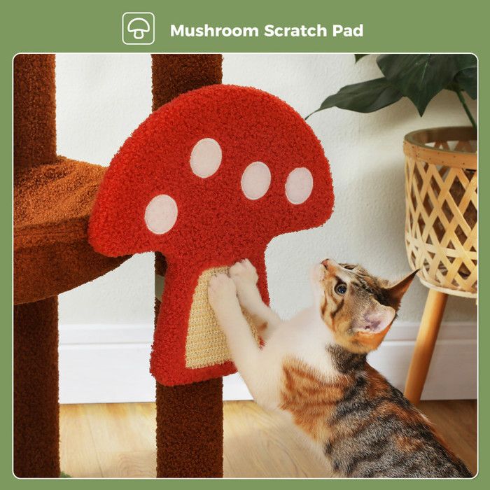 PAWZ Road Arbre à chat Design Spacieux Grande Hamac Dur Stable Avec hamac et belle maison pour chat - Cactus vert - 143 cm