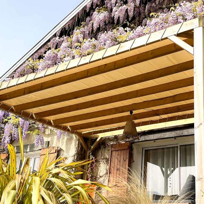 TECPLAST Toile Pergola Blanc Crème 2,5x3 m LP640PR - Garantie 8 ans - Bâche Pergola ou Tonnelle étanche en PVC pour terrasse