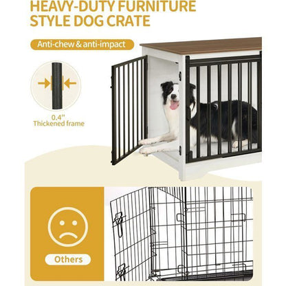 100cm Cage pour Chiens, Table d’Appoint, Niche Moderne pour Chiens, Cage pour Chiots, Maisonnette pour Animaux, 2 Portes