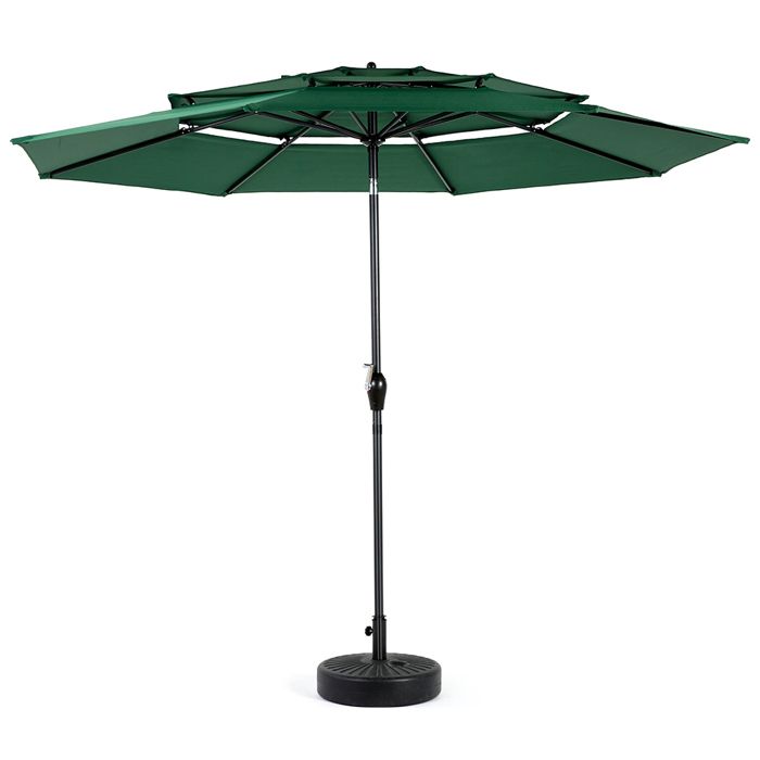 Parasol rectangulaire 294x294 cm GUTENT vert foncé – manivelle, toile polyester imperméable, structure acier