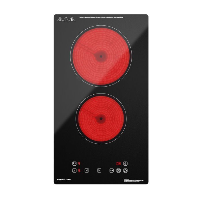 Plaque de Cuisson Vitrocéramique FIREGAS - 4 zones 7200W - L59 x P52 cm - Noir