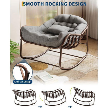 Chaise à bascule pour l'intérieur avec coussin rembourré ,Chaise à bascule en forme d'œuf pour salon, véranda, jardin, terrasse