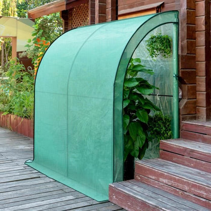 WOLTU Serre de Jardin avec Bâche PE Renforcée Imperméable, Serre d'hivernage Murale adossée, 200x100x210cm, Vert W0UETT0053