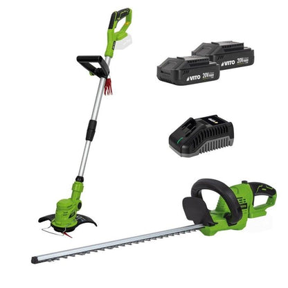 Coupe Bordure sans fil avec Batterie 20V 3.0AH + Chargeur + Jeu de 20 lames coupantes Mat télescopique VITO
