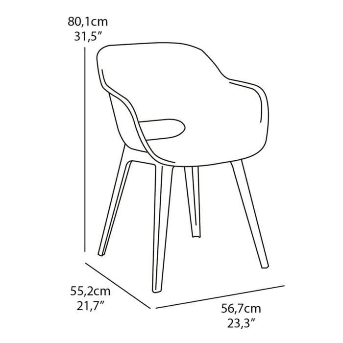 Chaises de jardin - KETER - AKOLA - Lot de 2 en résine - Gris olive - Dossier ergonomique