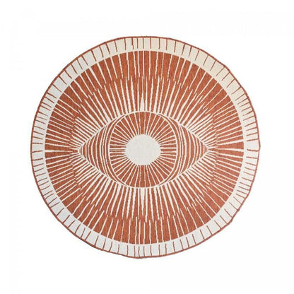 Tapis rond d'extérieur, kilim reversible Ø120cm LYN2 B ROND REVERSIBLE orange et crème
