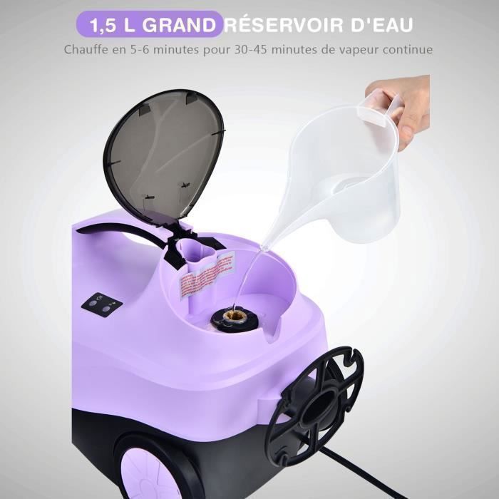 Nettoyeur Vapeur Polyvalent 2000W COSTWAY Punaises de Lit-Réservoir 1,5L,19 Accessoires 4,0 Bar-Voyant LED-108℃-Acariens Violet