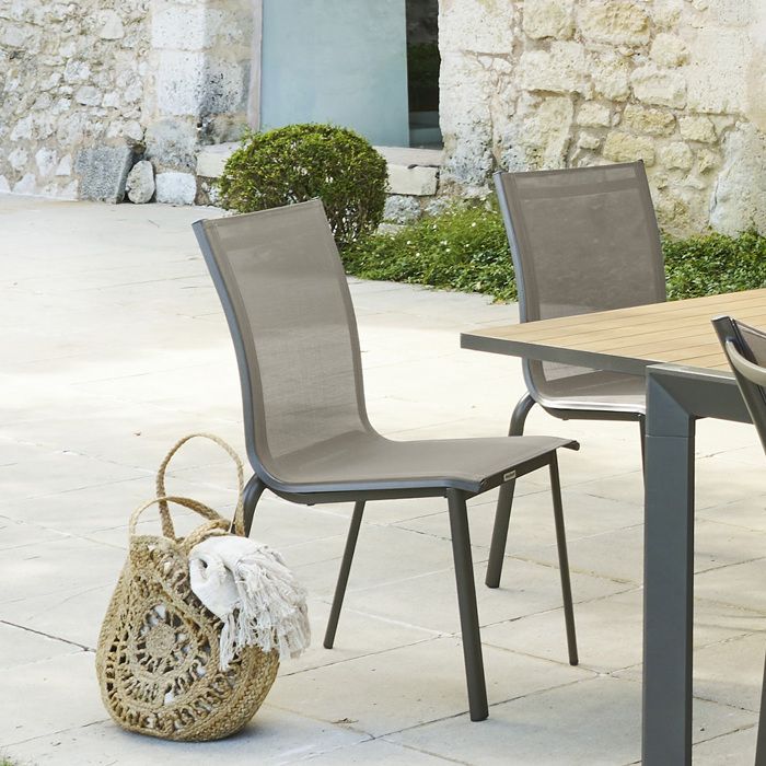 Chaise de jardin empilable "Axant" anthracite & graphite en aluminium traité époxy - Hespéride