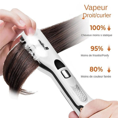 Lisseur vapeur-Plaques en Céramique extra larges，5 vitesses - alimentation rotative 360°-Jusqu'à 230°C-Pour Tous Types de Cheveux