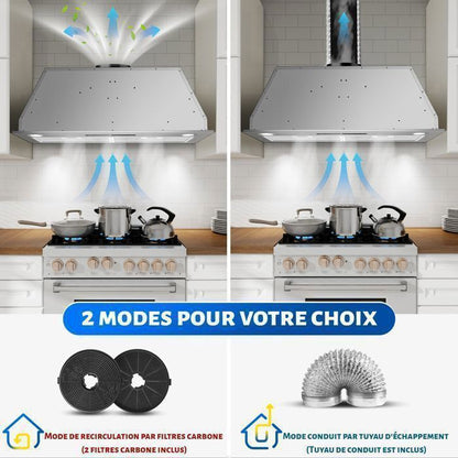 Hotte Aspirante-hotte encastrable-750 m³/h-L 52cm Kichpower -Gestuelle - Tactile - Booster - Recyclage avec Filtre à Charbon - A+++