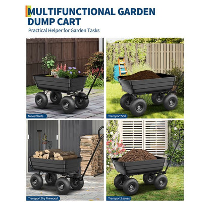 Chariot de Jardin Basculeur Renforcé - Capacité 600 lb (272 kg) -Réglable à 180° - Roues Tout-Terrain 10"- Résistant à la Rouille