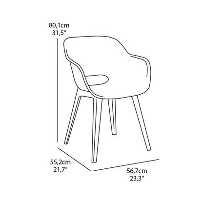 Chaises de jardin - KETER - AKOLA - Lot de 2 en résine - Gris olive - Dossier ergonomique