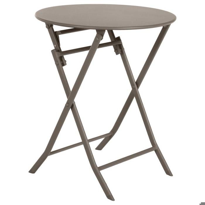 Table de jardin pliante ronde "Greensboro" vert olive 2 places en acier traité époxy - Hespéride
