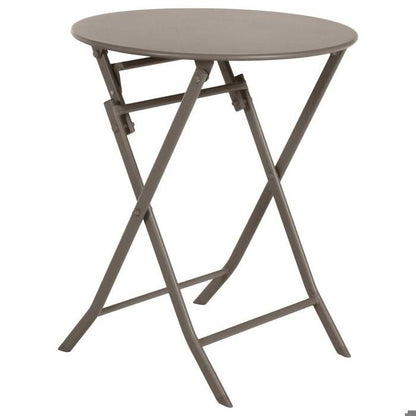 Table de jardin pliante ronde "Greensboro" vert olive 2 places en acier traité époxy - Hespéride