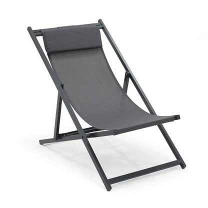 Lot de 2 transats en aluminium anthracite Santiago - Oviala