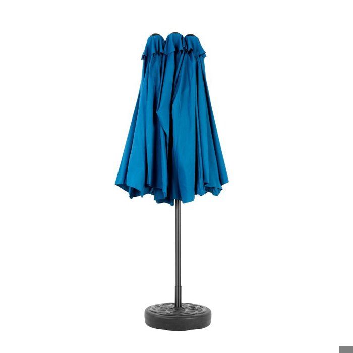 Parasol d'extérieur - LANGTU - 14,8 pieds - Rectangulaire double face - Manivelle - Bleu foncé