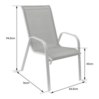 Lot de 4 chaises MARBELLA en textilène gris - aluminium gris anthracite