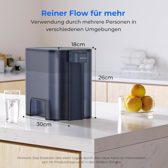 Waterdrop Pichet de filtre à eau électrique, distributeur d'eau rechargeable, système de comptoir instantané de 15 tasses(3)