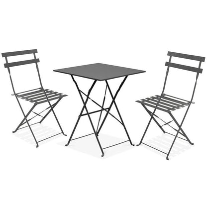 Table de jardin et 2 chaises acier 60 cm vert cactus Rome - Oviala
