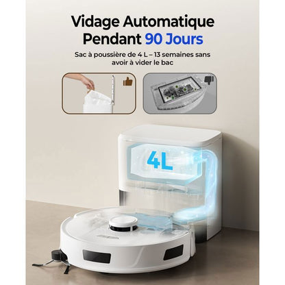 Aspirateur Robot Laveur 4-en-1,20000 Pa-Redroad R11-200min Autonomie,Vidange Auto,avec Navigation LiDAR,Charge-Auto,avec App-Gris