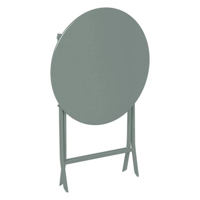 Table de jardin pliante ronde "Greensboro" vert olive 2 places en acier traité époxy - Hespéride