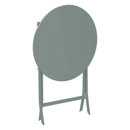 Table de jardin pliante ronde "Greensboro" vert olive 2 places en acier traité époxy - Hespéride