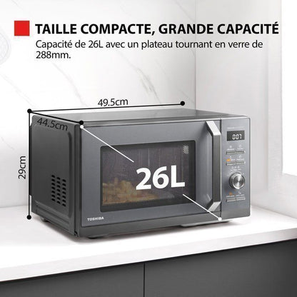 Micro-ondes combin pose libre MW3-SAC26SF(BK) 26L, 900W  Gril 1000W  Convection 2100W - Connection WiFi & Friteuse sans huile