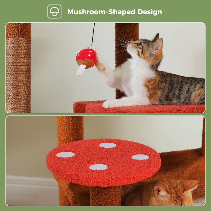 PAWZ Road Arbre à chat Design Spacieux Grande Hamac Dur Stable Avec hamac et belle maison pour chat - Cactus vert - 143 cm