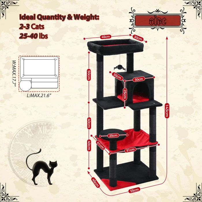 PAWZ Road Arbre à chat Design Spacieux Grande Hamac Dur Stable Avec hamac et belle maison pour chat - Cactus vert - 143 cm