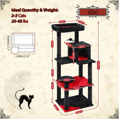 PAWZ Road Arbre à chat Design Spacieux Grande Hamac Dur Stable Avec hamac et belle maison pour chat - Cactus vert - 143 cm
